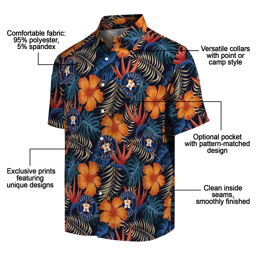 Houston Astros Hawaiian Shirt - Hibiscus Foliage houston astros hibiscus foliage hawaiian shirts new arrival