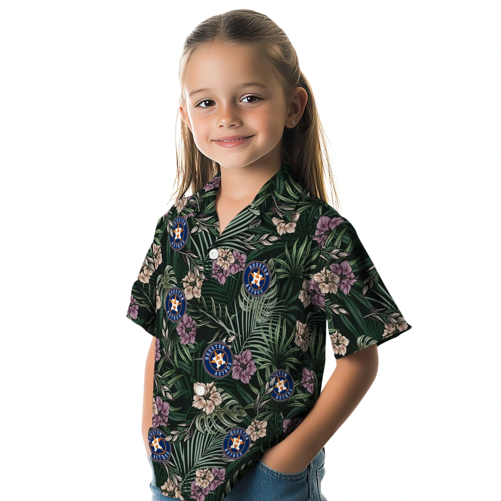 Houston Astros Hawaiian Shirt - Hibiscus Leaves Pattern houston astros hibiscus leaves pattern green hawaiian shirts premium grade