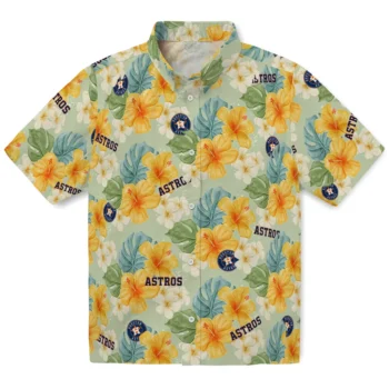 houston astros hibiscus mood pale lime yellow hawaiian shirts best selling