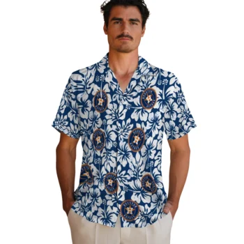 houston astros hibiscus motif blue white hawaiian shirts fashion forward