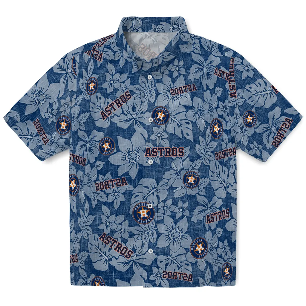 Houston Astros Hawaiian Shirt - Hibiscus Oasis houston astros hibiscus oasis blue hawaiian shirts best selling