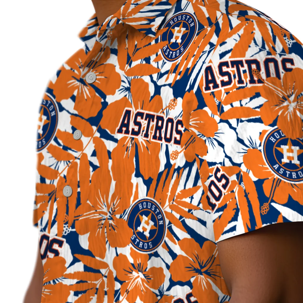 Houston Astros Hawaiian Shirt - Hibiscus Overlay houston astros hibiscus overlay hawaiian shirts trendy