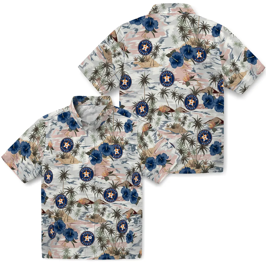 Houston Astros Hawaiian Shirt - Hibiscus Seaside houston astros hibiscus seaside white hawaiian shirts high quality