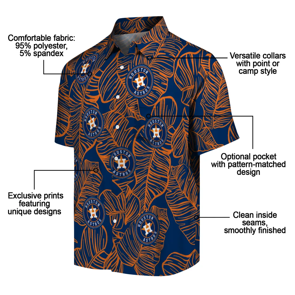 Houston Astros Hawaiian Shirt - Leaf Outline houston astros leaf outline blue hawaiian shirts new arrival