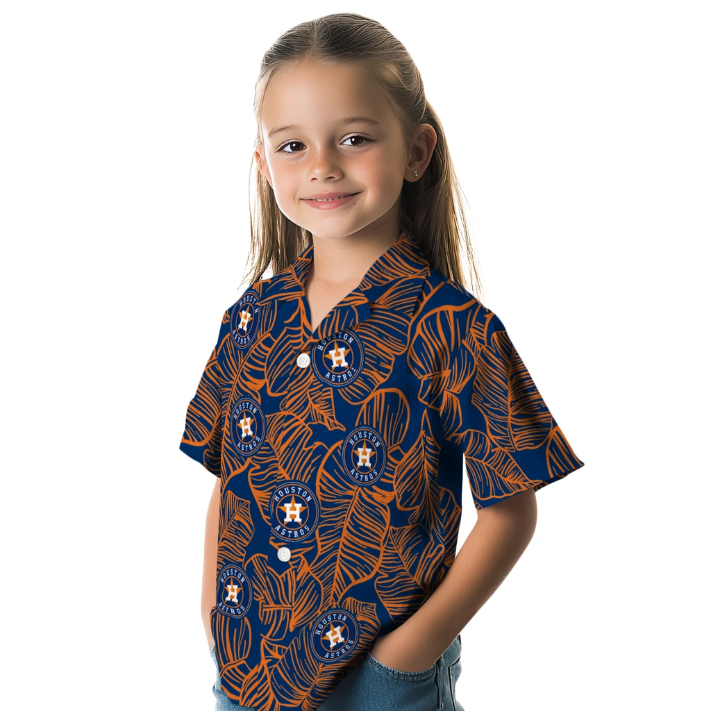 Houston Astros Hawaiian Shirt - Leaf Outline houston astros leaf outline blue hawaiian shirts premium grade