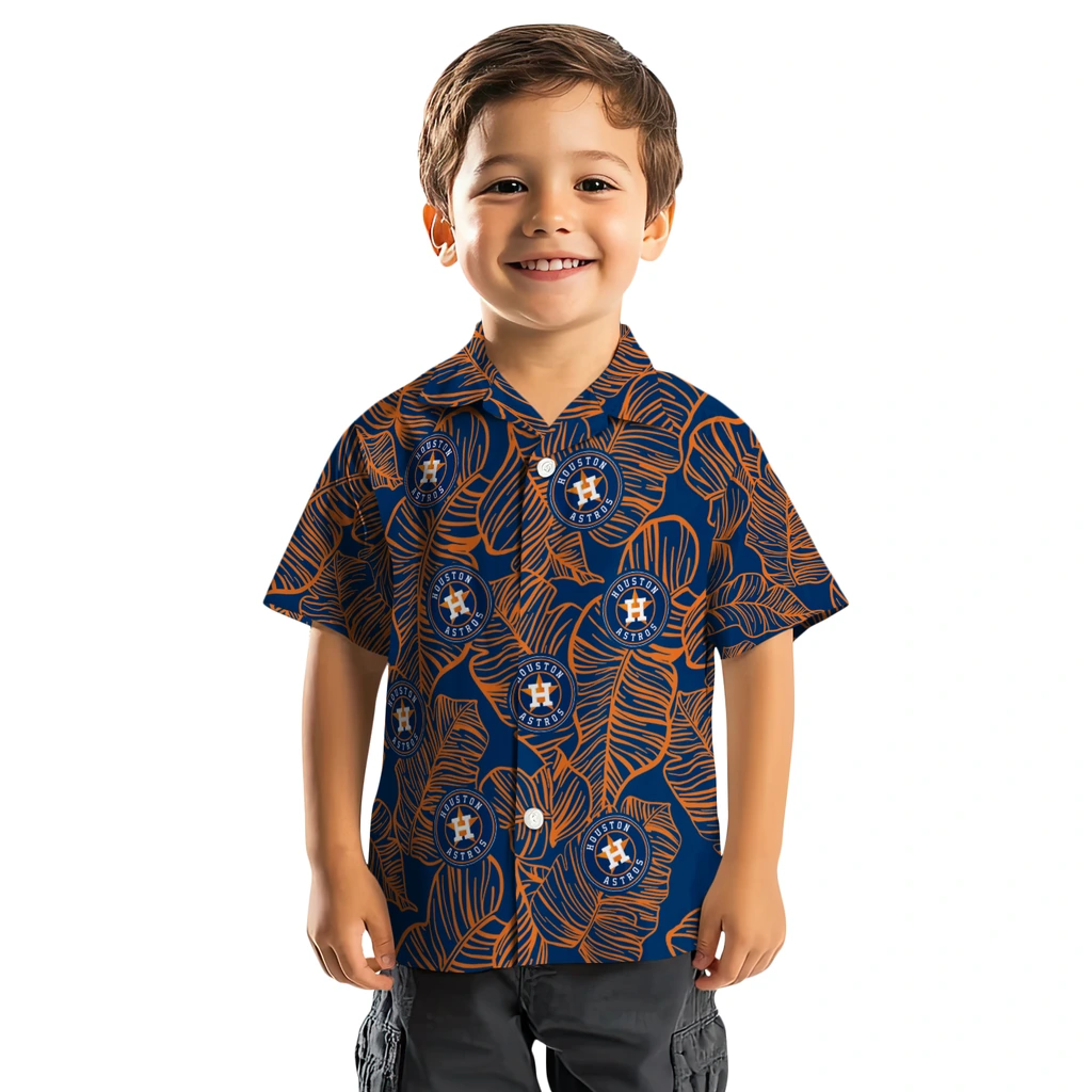 Houston Astros Hawaiian Shirt - Leaf Outline houston astros leaf outline blue hawaiian shirts top rated
