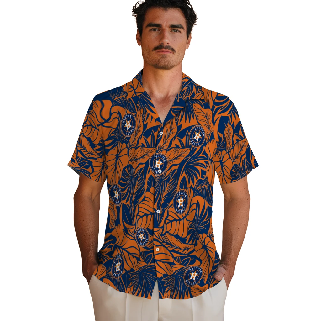 Houston Astros Hawaiian Shirt - Monstera Layer houston astros monstera layer blue hawaiian shirts fashion forward