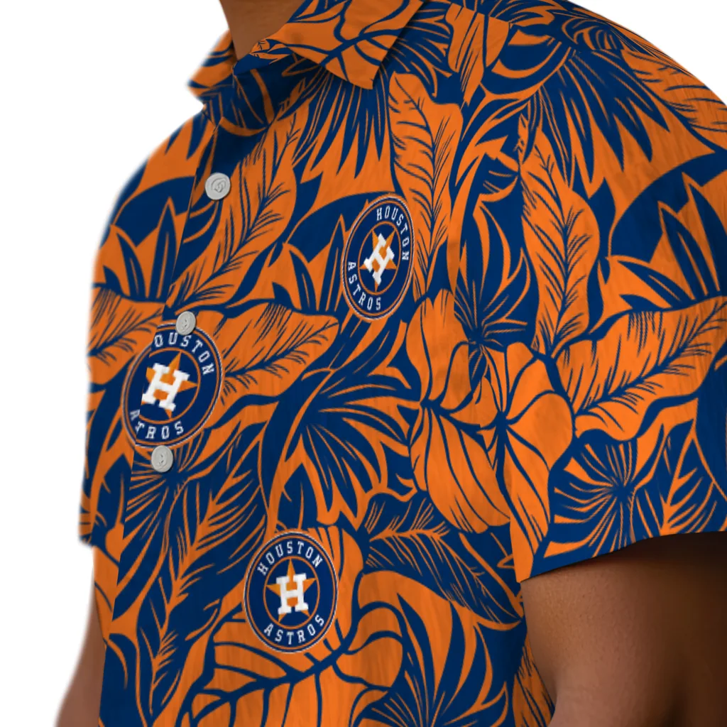 Houston Astros Hawaiian Shirt - Monstera Layer houston astros monstera layer blue hawaiian shirts trendy