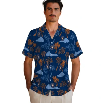 houston astros palm and clouds blue hawaiian shirts fashion forward