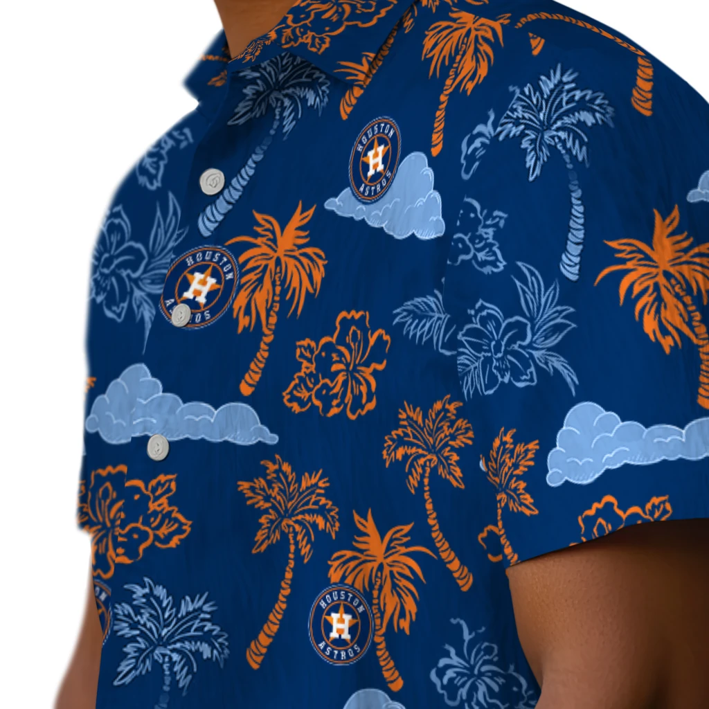 Houston Astros Hawaiian Shirt - Palm And Clouds houston astros palm and clouds blue hawaiian shirts trendy