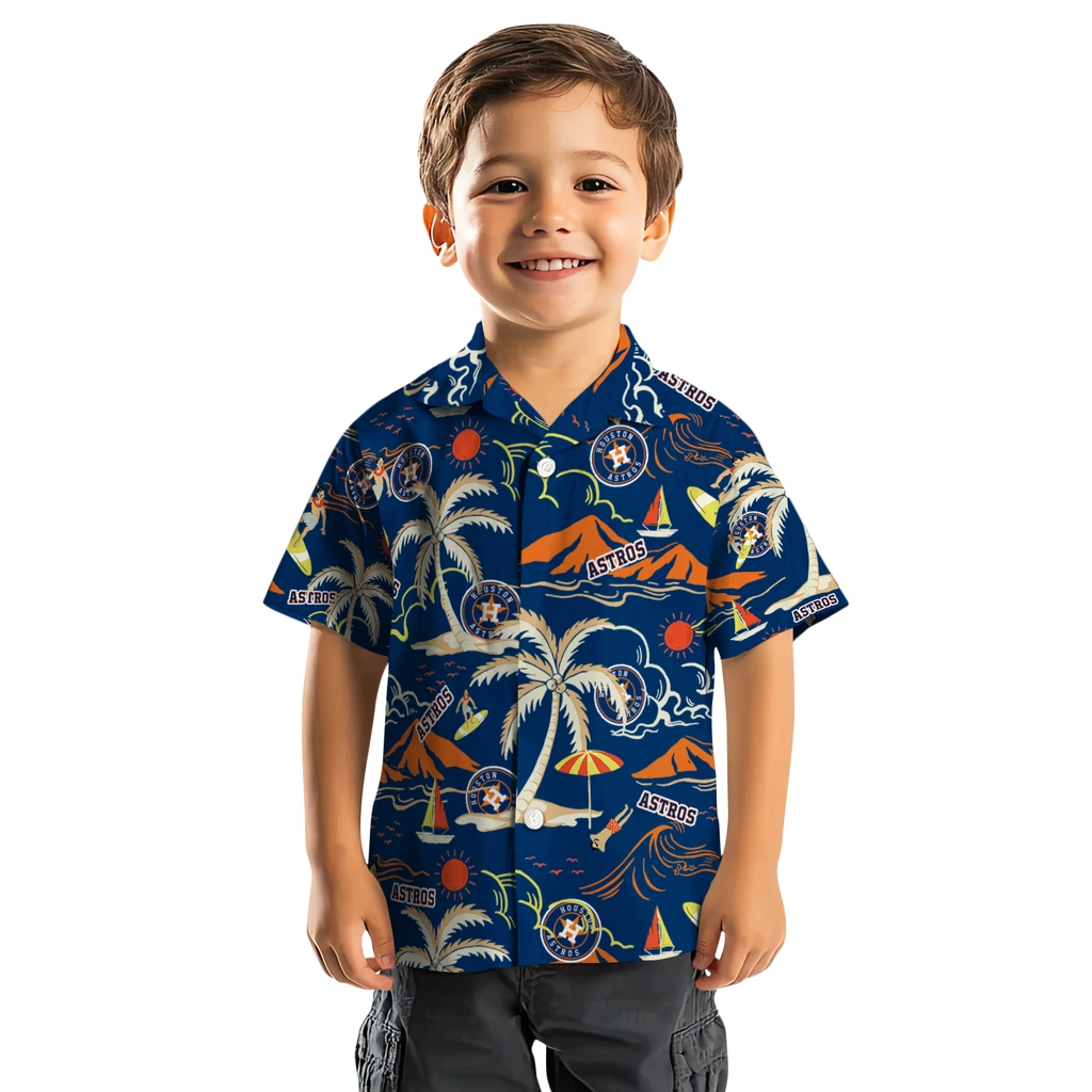 Houston Astros Hawaiian Shirt - Palm Tree Island houston astros palm tree island blue hawaiian shirts top rated