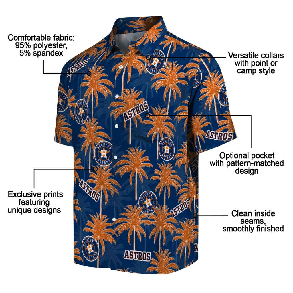 Houston Astros Hawaiian Shirt - Palm Tree Motif houston astros palm grove blue hawaiian shirts new arrival