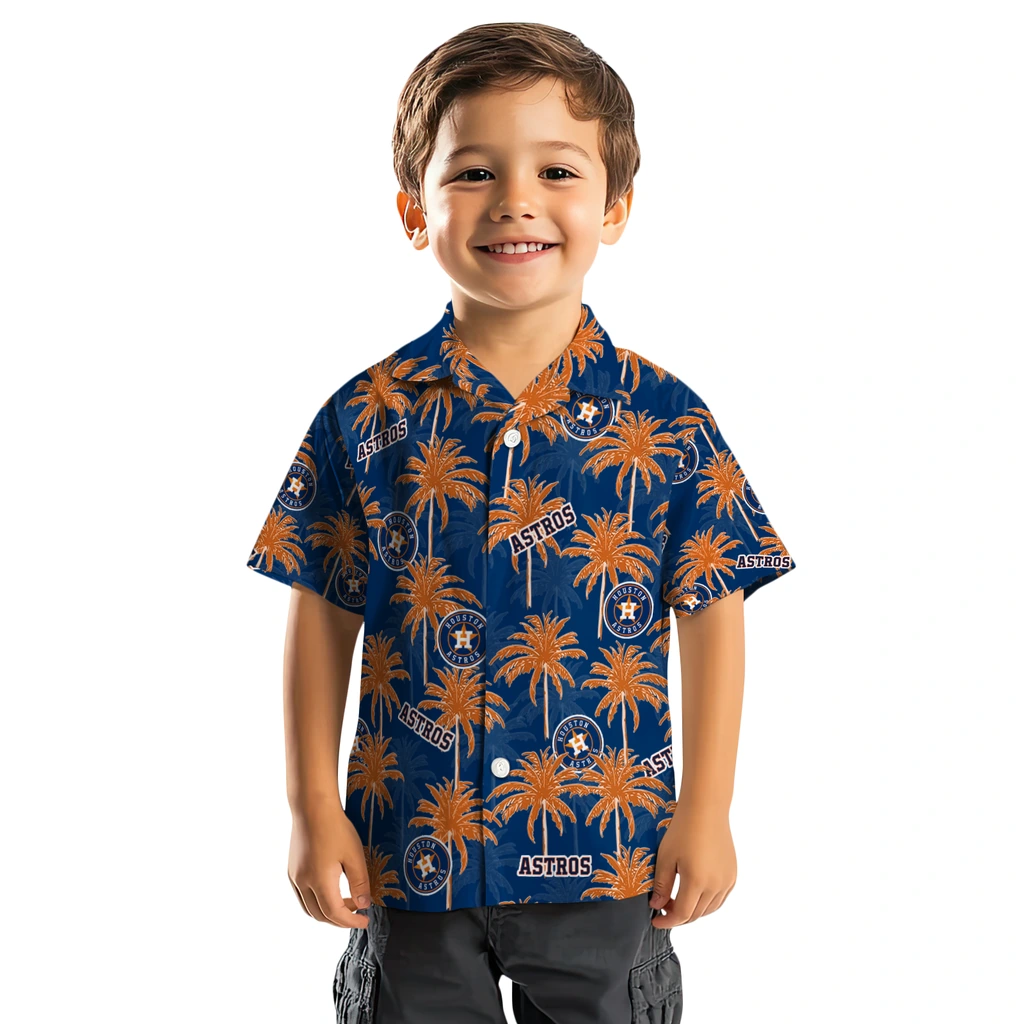 Houston Astros Hawaiian Shirt - Palm Tree Motif houston astros palm grove blue hawaiian shirts top rated