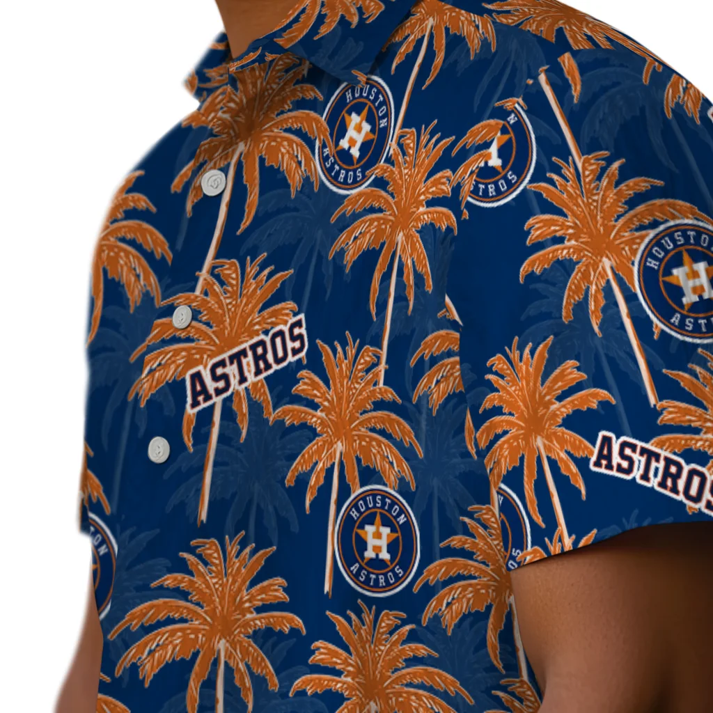 Houston Astros Hawaiian Shirt - Palm Tree Motif houston astros palm grove blue hawaiian shirts trendy
