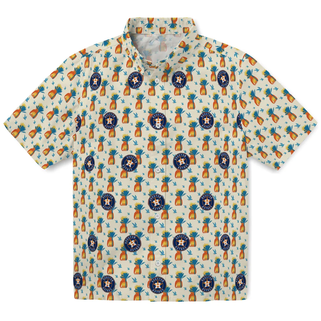 Houston Astros Hawaiian Shirt - Pineapple Delight houston astros pineapple delight beige hawaiian shirts best selling