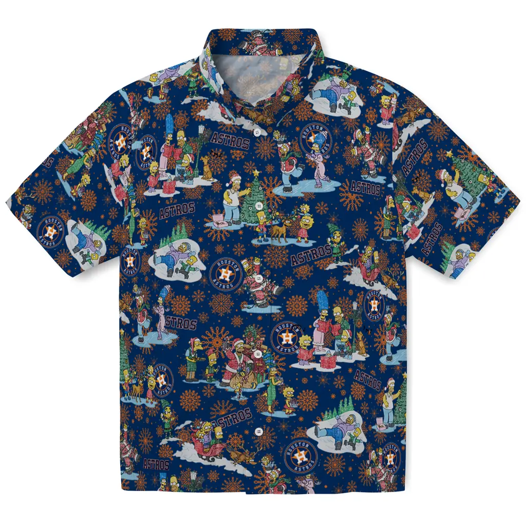 Houston Astros Hawaiian Shirt - Simpsons Christmas houston astros simpsons christmas blue hawaiian shirts best selling
