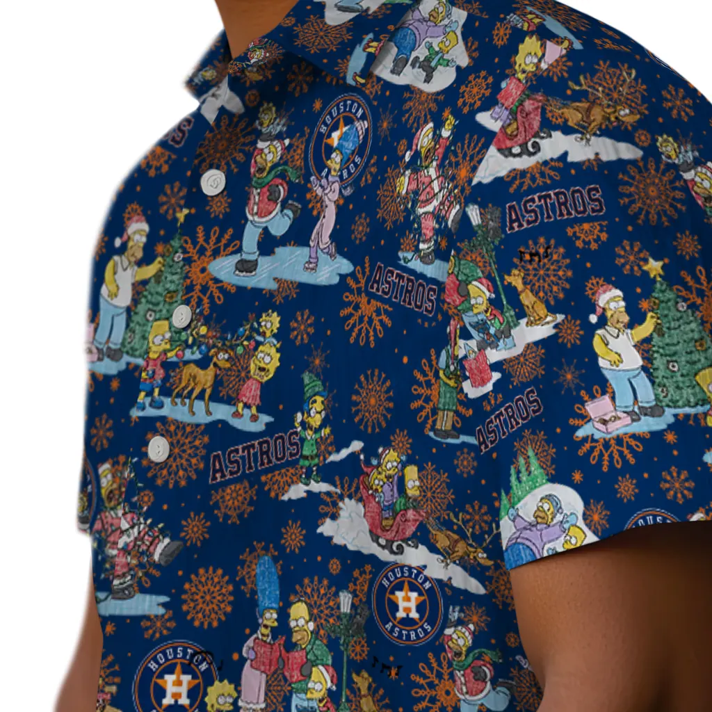 Houston Astros Hawaiian Shirt - Simpsons Christmas houston astros simpsons christmas blue hawaiian shirts trendy