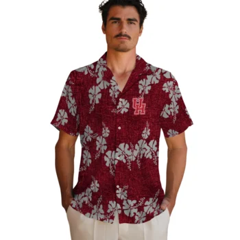 houston cougars hibiscus petals red hawaiian shirts fashion forward