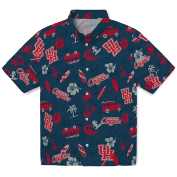 houston cougars beach vibe navy hawaiian shirts best selling