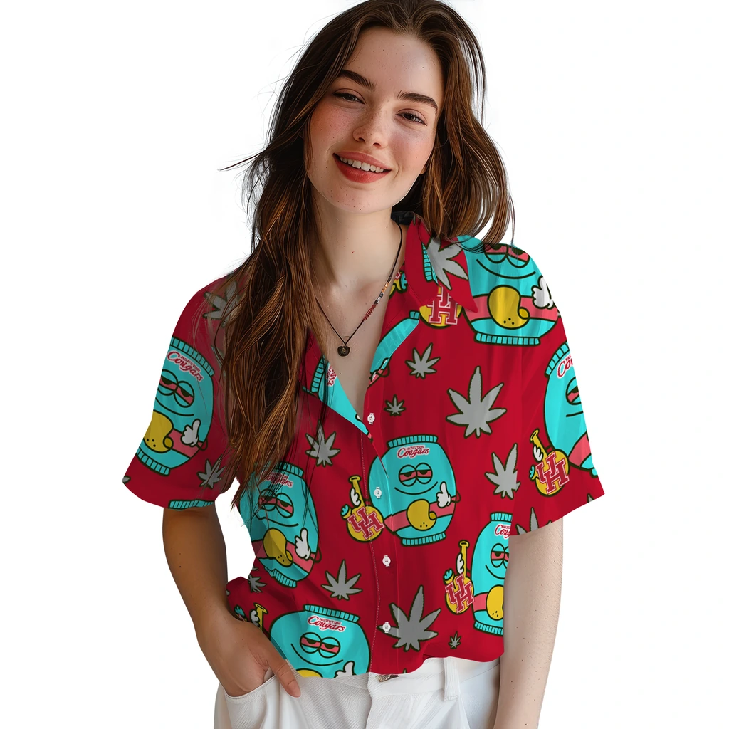 Houston Cougars Hawaiian Shirt - Chill Vibe houston cougars bong smile red hawaiian shirts latest model
