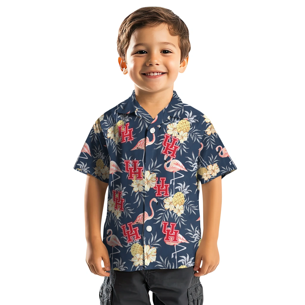 Houston Cougars Hawaiian Shirt - Flamingo Hibiscus houston cougars flamingo hibiscus navy hawaiian shirts top rated