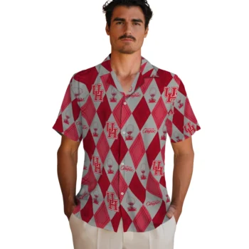 houston cougars balloon plaid red hawaiian shirts fashion forward