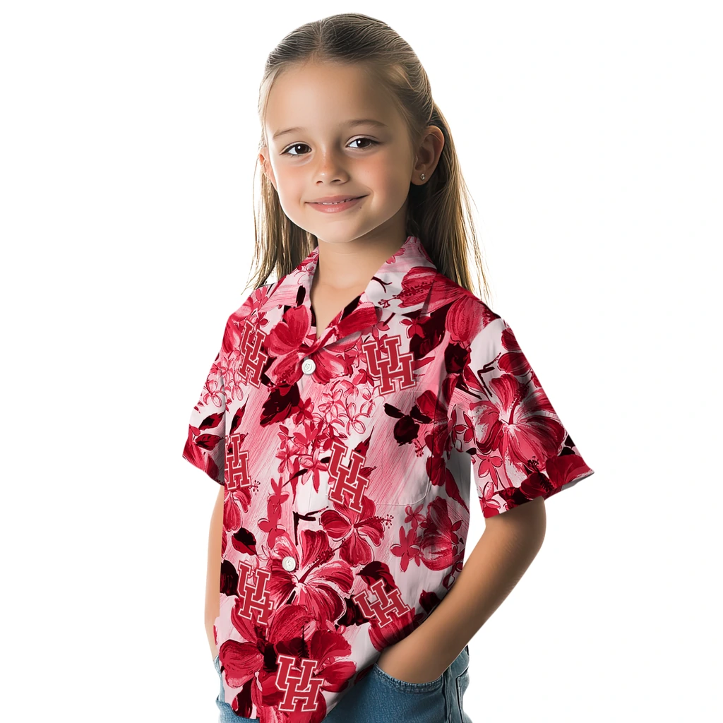 Houston Cougars Hawaiian Shirt - Hibiscus Arrangement houston cougars hibiscus arrangement red hawaiian shirts premium grade
