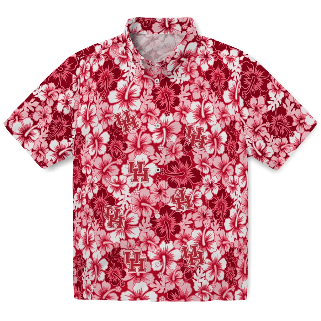 Houston Cougars Hawaiian Shirt - Hibiscus Blooms houston cougars hibiscus blooms red hawaiian shirts best selling