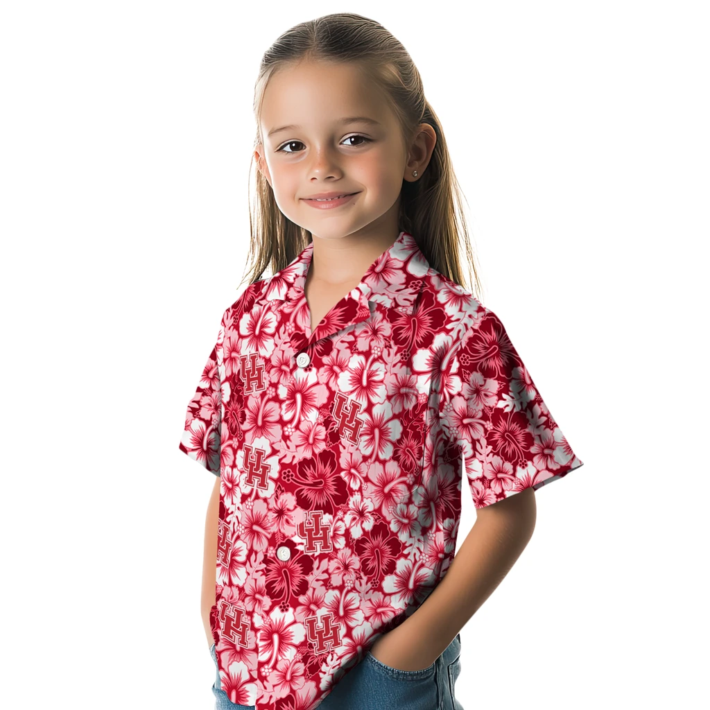 Houston Cougars Hawaiian Shirt - Hibiscus Blooms houston cougars hibiscus blooms red hawaiian shirts premium grade