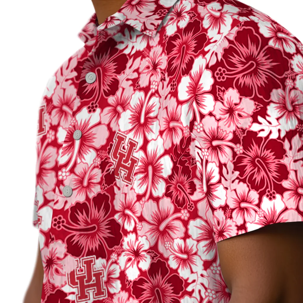 Houston Cougars Hawaiian Shirt - Hibiscus Blooms houston cougars hibiscus blooms red hawaiian shirts trendy