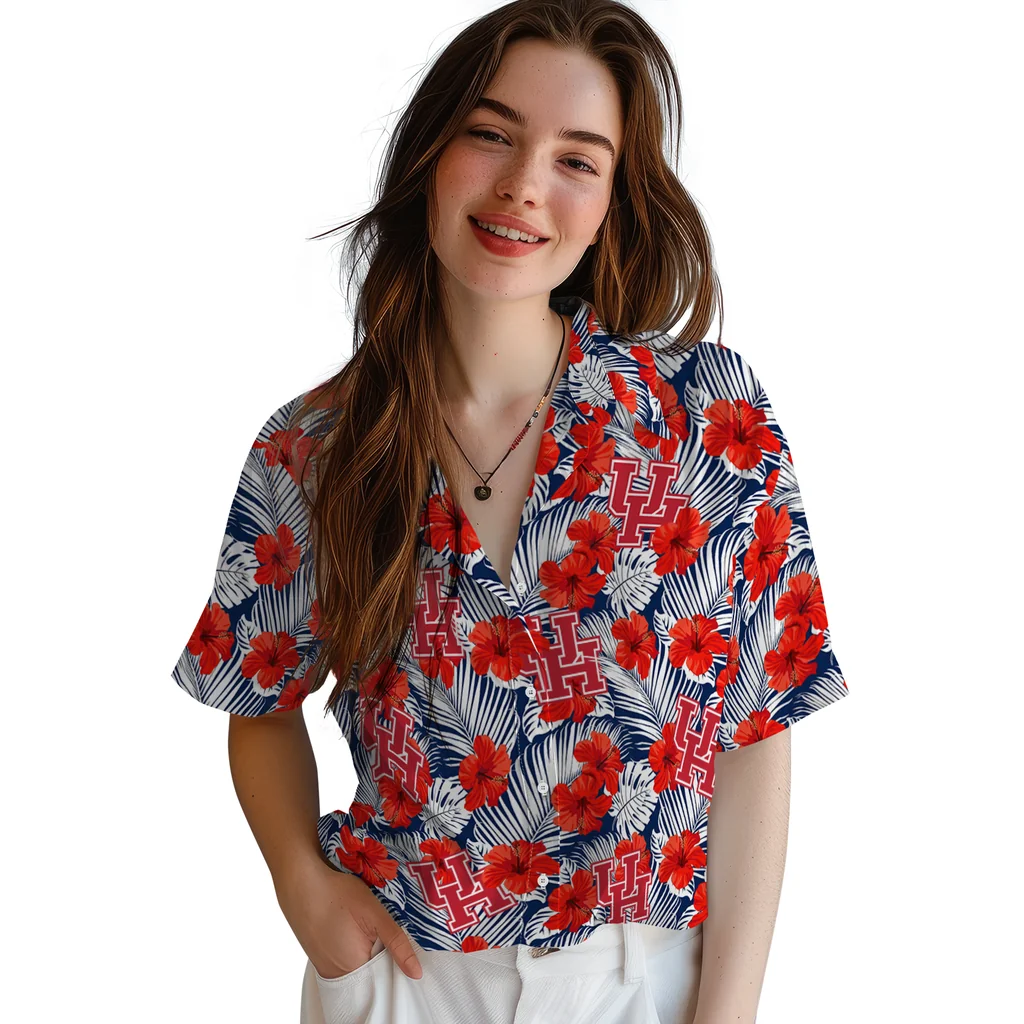 Houston Cougars Hawaiian Shirt - Hibiscus Fiesta houston cougars hibiscus fiesta red royal blue hawaiian shirts latest model