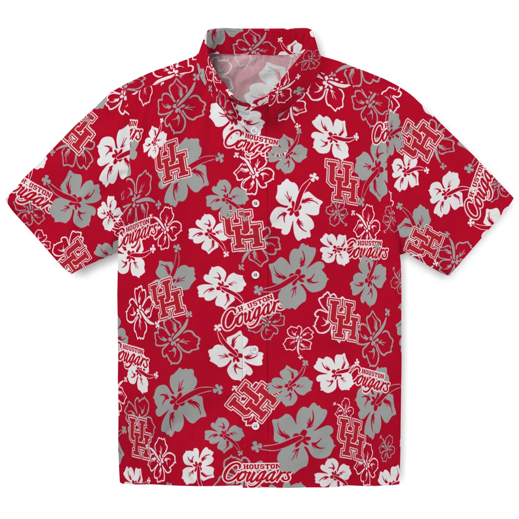 Houston Cougars Hawaiian Shirt - Hibiscus Flower Design houston cougars hibiscus bloom red hawaiian shirts best selling