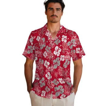 houston cougars hibiscus bloom red hawaiian shirts fashion forward