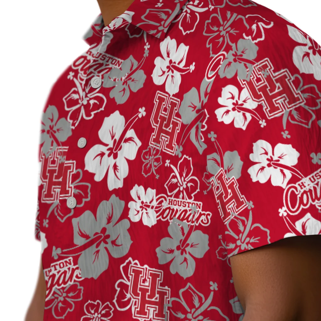 Houston Cougars Hawaiian Shirt - Hibiscus Flower Design houston cougars hibiscus bloom red hawaiian shirts trendy