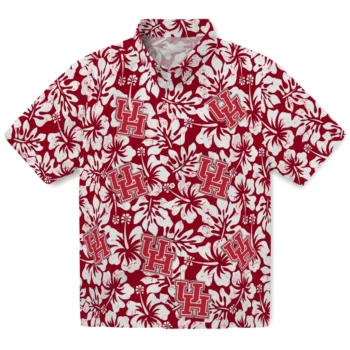 houston cougars hibiscus motif red white hawaiian shirts best selling