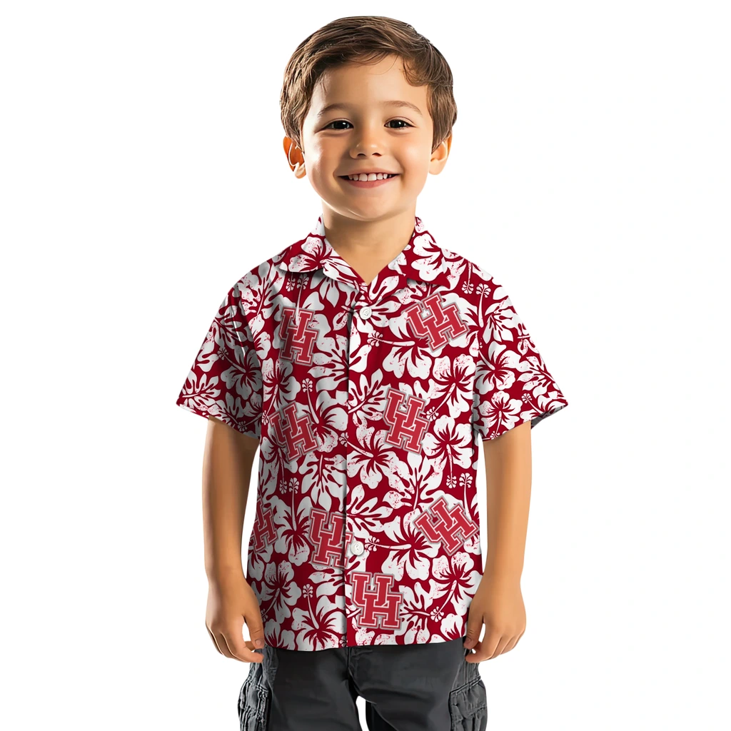 Houston Cougars Hawaiian Shirt - Hibiscus Motif houston cougars hibiscus motif red white hawaiian shirts top rated