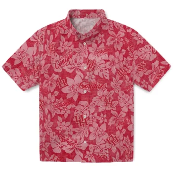 houston cougars hibiscus oasis red hawaiian shirts best selling