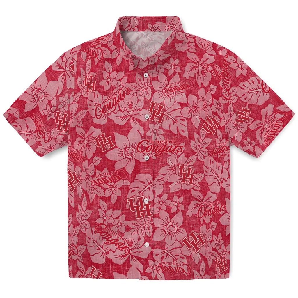 Houston Cougars Hawaiian Shirt - Hibiscus Oasis houston cougars hibiscus oasis red hawaiian shirts best selling