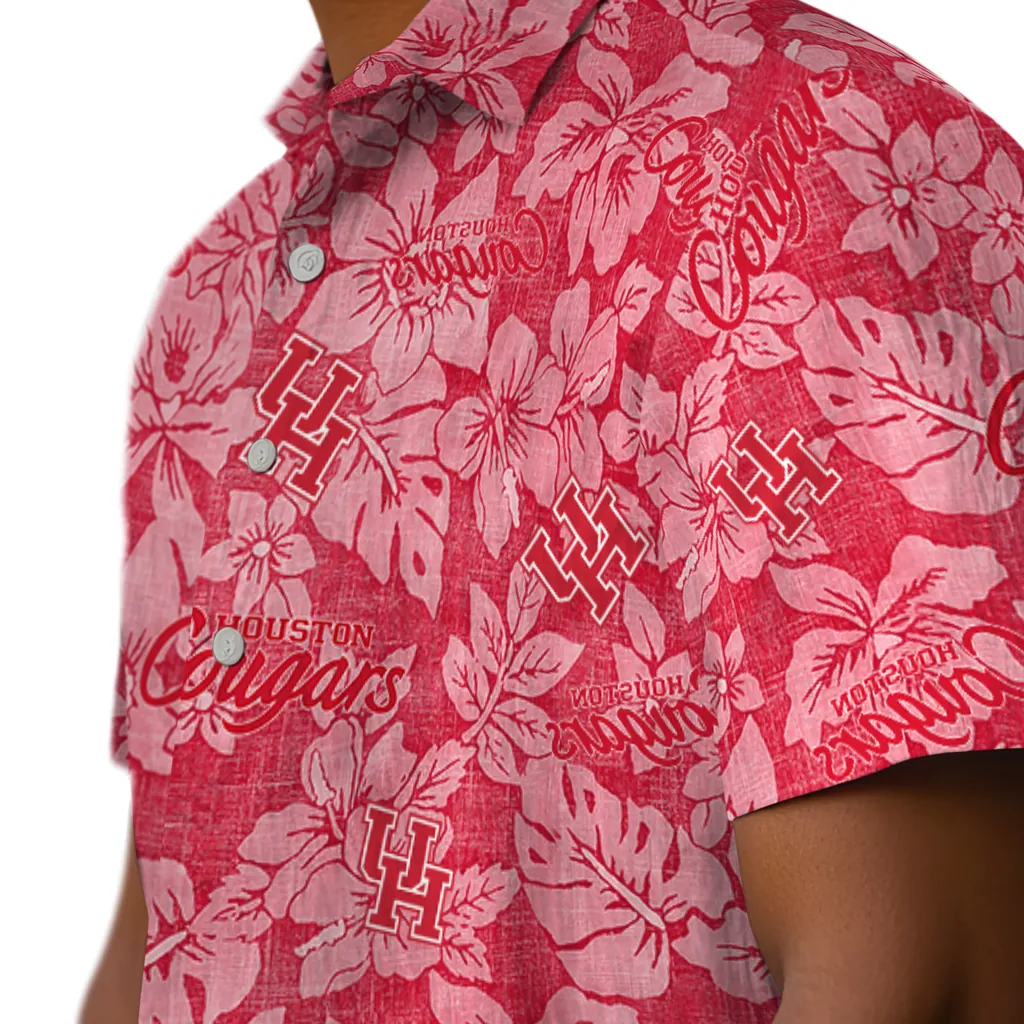 Houston Cougars Hawaiian Shirt - Hibiscus Oasis houston cougars hibiscus oasis red hawaiian shirts trendy