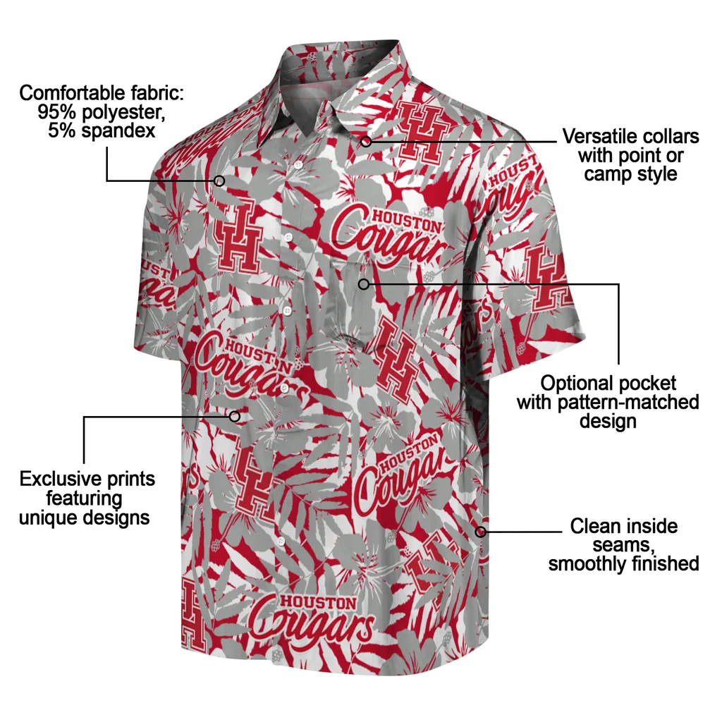 Houston Cougars Hawaiian Shirt - Hibiscus Overlay houston cougars hibiscus overlay hawaiian shirts new arrival