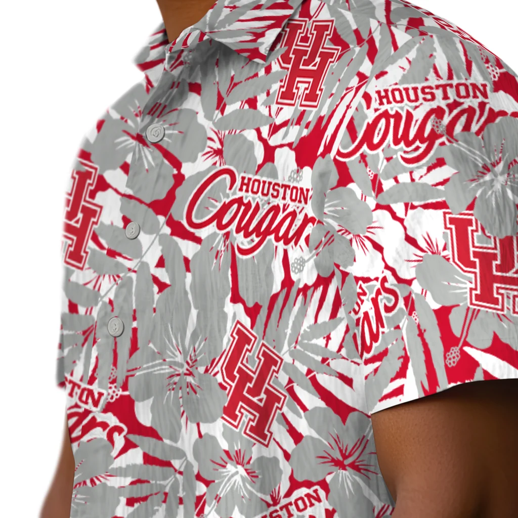 Houston Cougars Hawaiian Shirt - Hibiscus Overlay houston cougars hibiscus overlay hawaiian shirts trendy