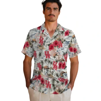 houston cougars hibiscus seaside white hawaiian shirts fashion forward