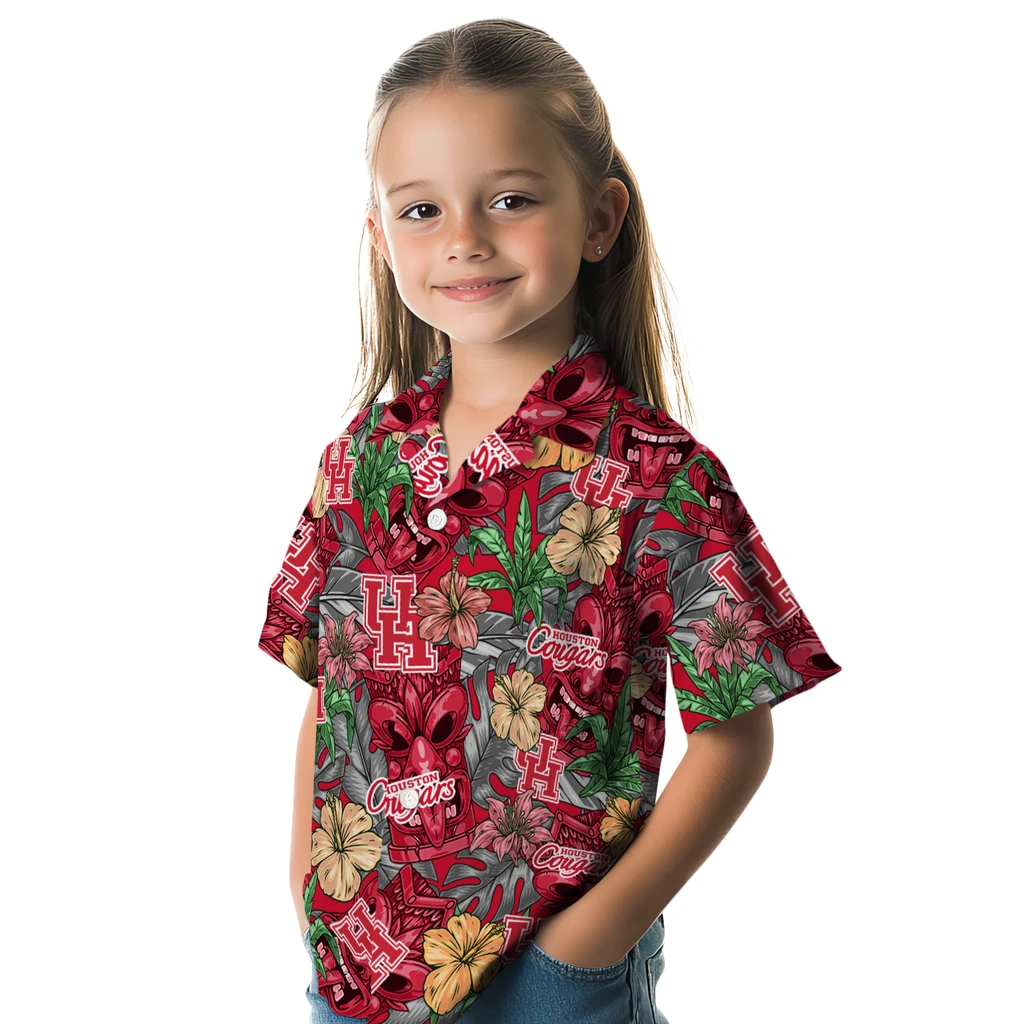 Houston Cougars Hawaiian Shirt - Hibiscus Tiki Jungle houston cougars tiki jungle red hawaiian shirts premium grade