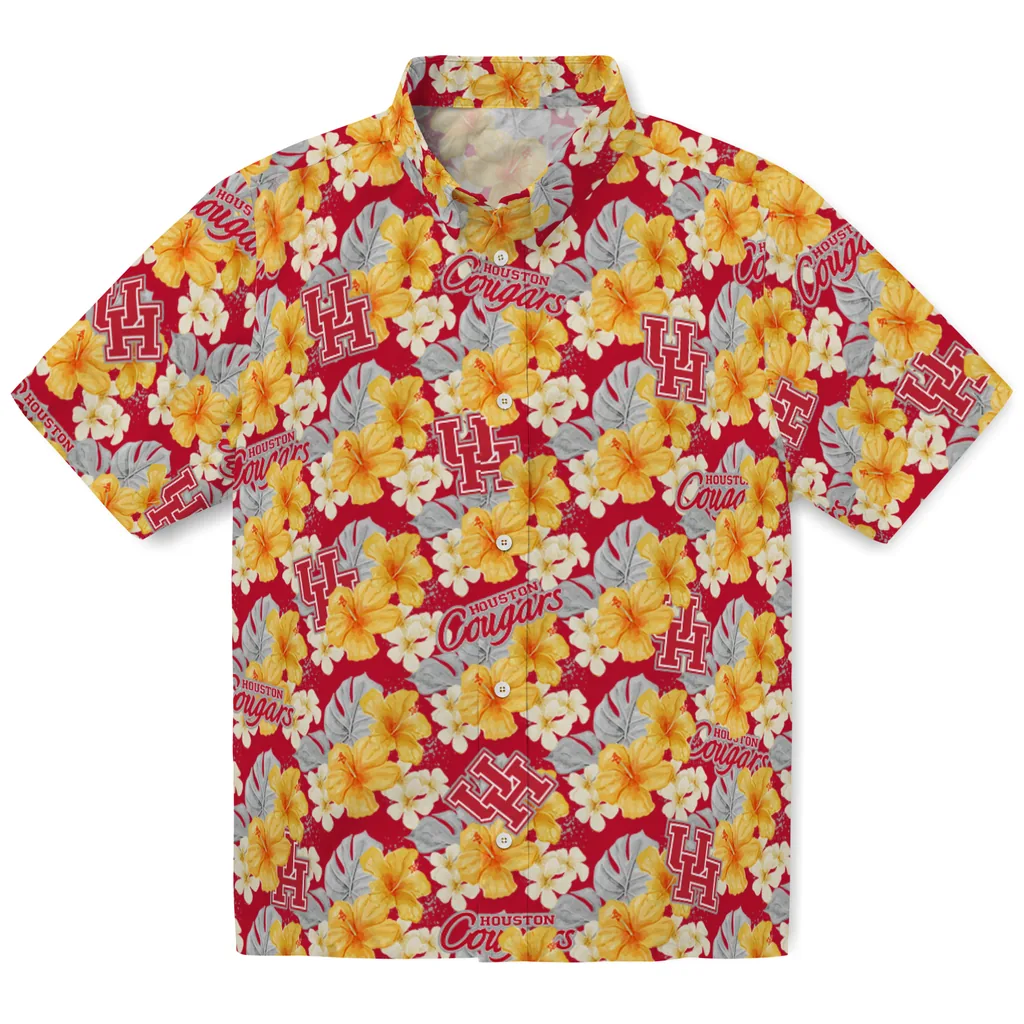 Houston Cougars Hawaiian Shirt - Hibiscus Tropics houston cougars hibiscus tropics red yellow hawaiian shirts best selling