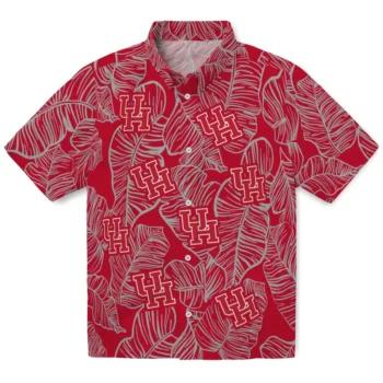 houston cougars leaf outline red hawaiian shirts best selling