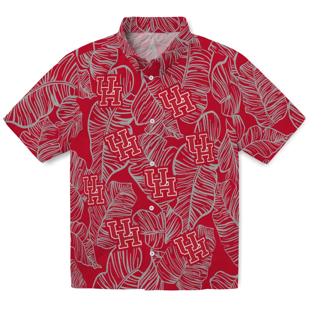 Houston Cougars Hawaiian Shirt - Leaf Outline houston cougars leaf outline red hawaiian shirts best selling