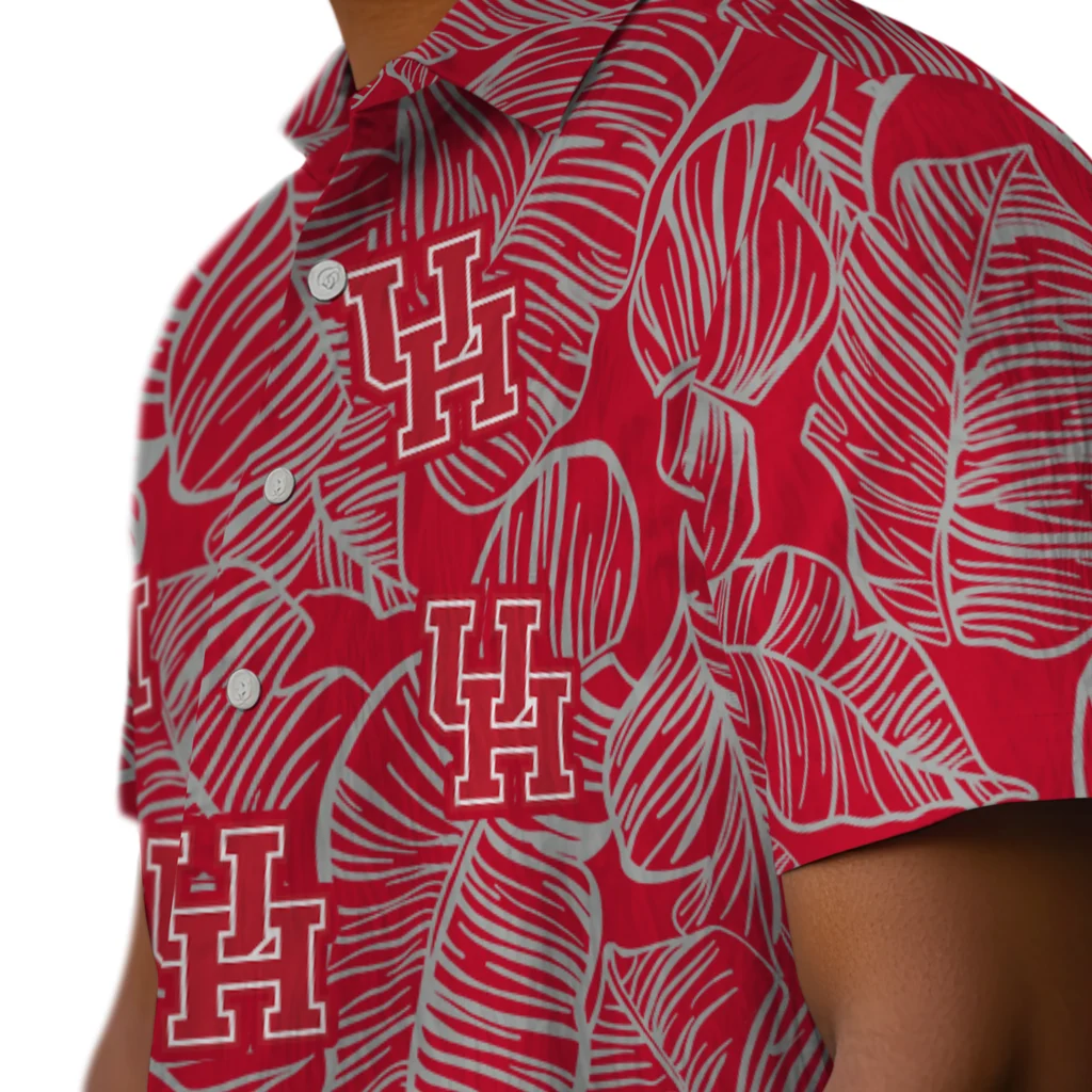 Houston Cougars Hawaiian Shirt - Leaf Outline houston cougars leaf outline red hawaiian shirts trendy