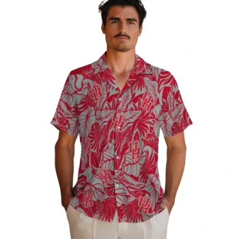 houston cougars monstera layer red hawaiian shirts fashion forward