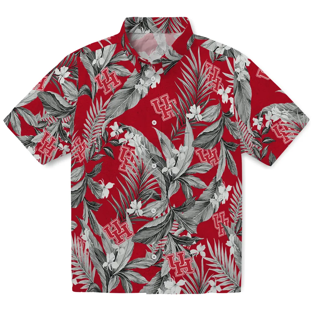 Houston Cougars Hawaiian Shirt - Palm Leaves houston cougars palm leaves red hawaiian shirts best selling
