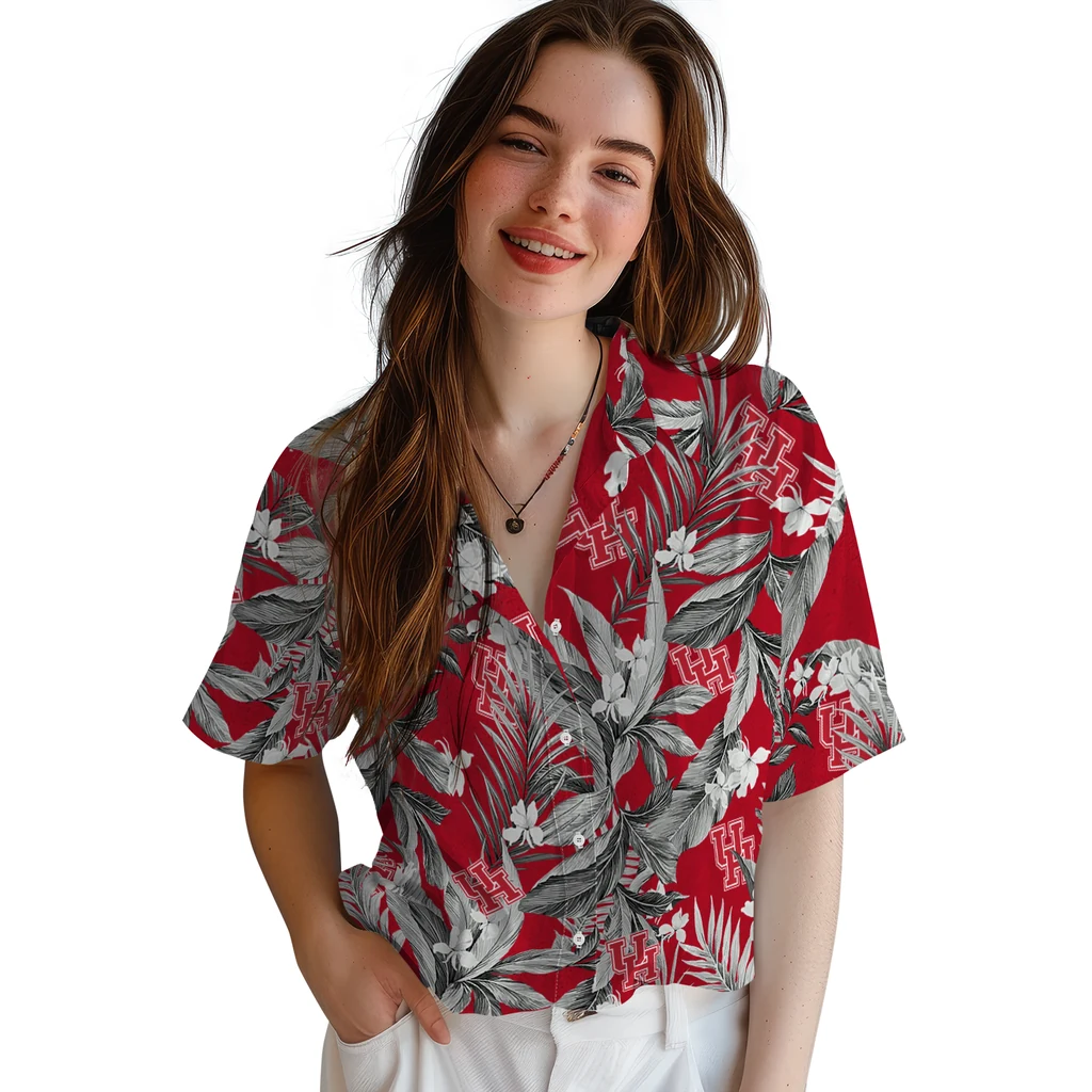 Houston Cougars Hawaiian Shirt - Palm Leaves houston cougars palm leaves red hawaiian shirts latest model